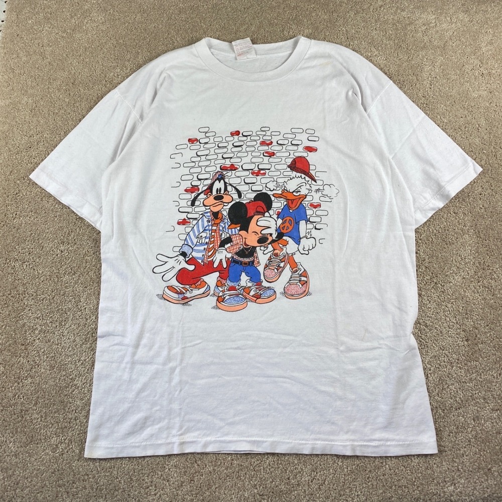 Vintage Solar-T Disney Mickey Donald Goofy Streetwear Graphic T-Shirt White XL